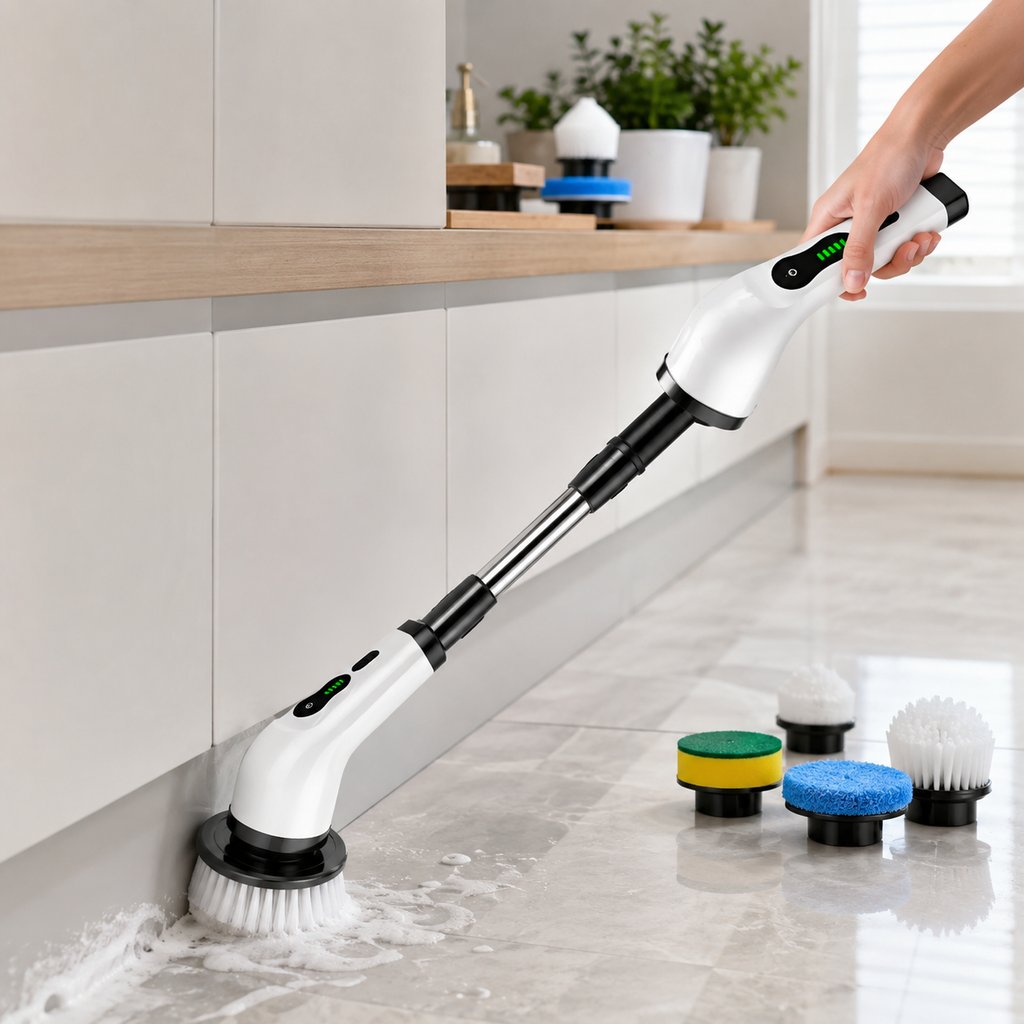 Cepillo eléctrico giratorio para limpieza del hogar