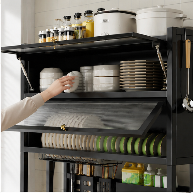 Escurridor de platos de 2 niveles con tapa